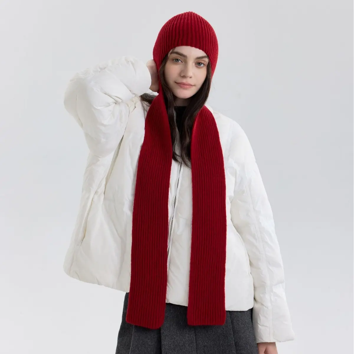 Solid Color Hooded Scarf One-Piece Shawl for Men and Women in Autumn and Winter Warm Hooded Neck Protection Cold Resistant Versatile and Practical