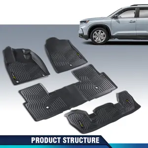 CROSSDESIGN TPE Floor Mats Fit For 2023-2024 Honda Pilot Floor Mats Set Tpe All Weather 3 Row Liners 4pcs