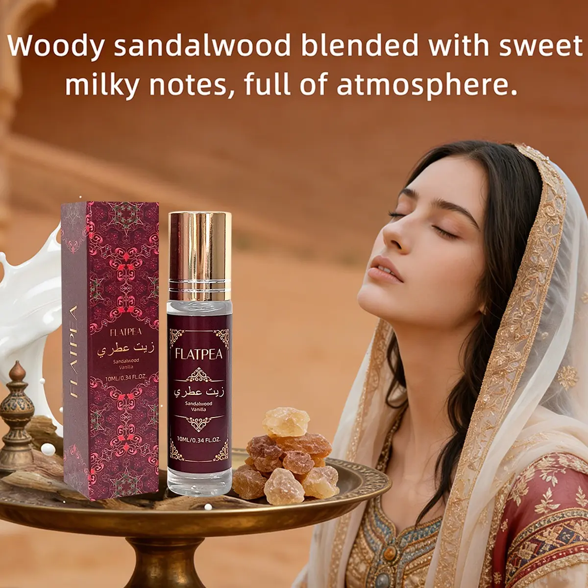 10ML Sandalwood Vanilla Rollerball Essential Oil Fragrance Oils, Roll On Perfume, Highly Scented Natural Long-Lasting Scent, Portable Design, Perfect for Parties, Work, Dates, Birthday Gift