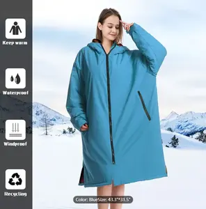 Mutao Waterproof Changing Robe with Fleece Lining and Hood - Ideal for Swimming, Surfing, Diving, Camping, and Hiking - Stay Warm and Dry