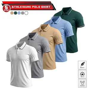 Men's Short-Sleeve Polo Shirt - Soft Knit Fabric, Breathable, Skin-Friendly, Moisture-Absorbent, Sweat-Wicking, Pullover Design, Suitable for Everyday Outings