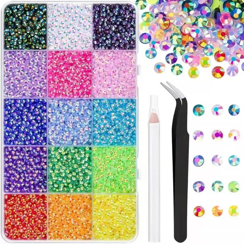 bedazzling kit Vibrant gemstones 32,000 resin crystal beads, with tweezers, 3mm, used for decorating clothes, water cups, shoes and other items