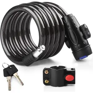 Bike Lock, [4ft/1.2m] Bike Cable Locks with 2 Keys, Weatherproof Heavy Duty Bicycle Lock Cable Anti-Theft Security Cable with Mounting Bracket For Motorcycle,Scooter,Ebike