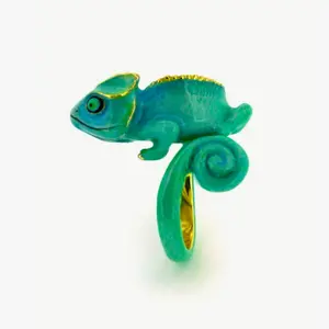 Unique Cute Chameleon Green Rings For Women, Fashion Enamel Jewelry Animal Rings Party Jewelry Creative Jewelry Gifts