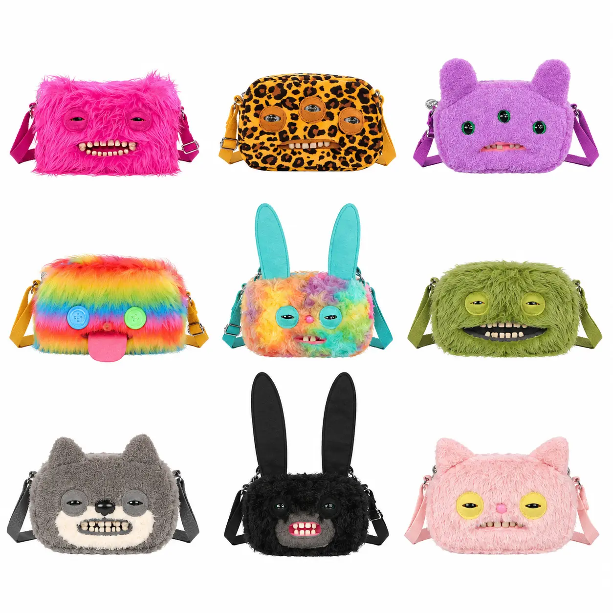 Strange Fugglers Fugg Series Plush Crossbody Bag - Ugly-Cute Monster Plush Purse with Adjustable Strap, Quirky Y2K Shoulder Bag & Funny Fashion Accessory Gift for Teen Girls & Women