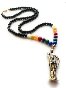 Santa Muerte 7 Powers Rosary Style Necklace Santa Muerte 7 Potencias