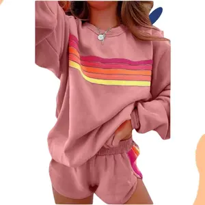 rainbow  Winter Rainbow Lounge Set   |  Cozy Color-Block Set  |  Plush Rainbow Active Set strip accent costumes and more basic minimalist clothes womenswear suit tiktokshopspringglowup