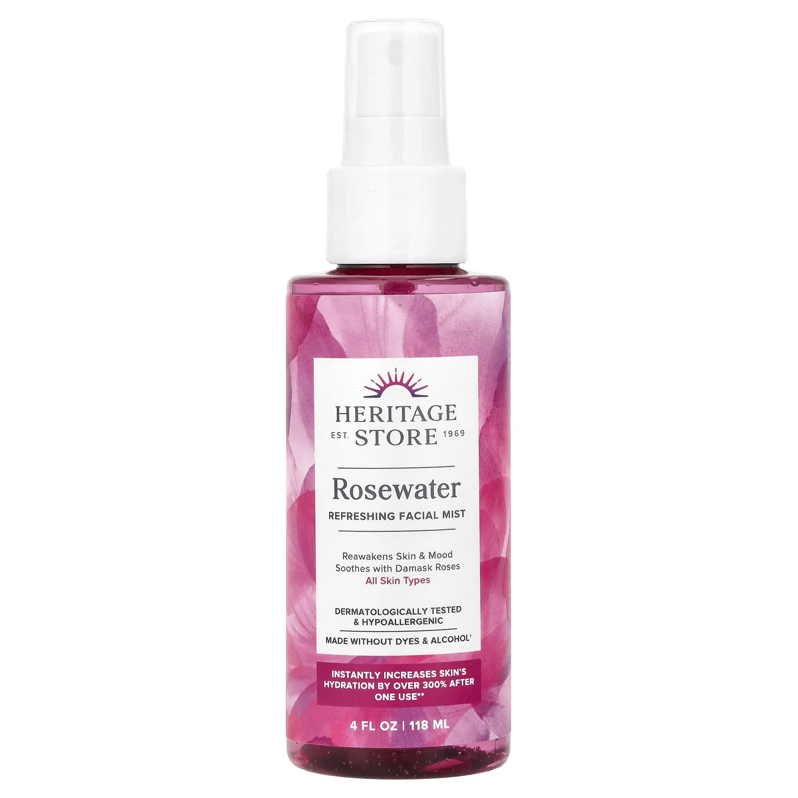 Heritage Store Rosewater Refreshing Facial Mist, 4 fl oz (118 ml)