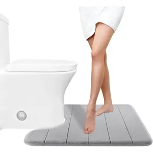 Memory Foam Toilet Bath Mat U-Shaped, Commode Contour Rug, Soft and Comfortable, Super Water Absorption, Non-Slip, Thick, Machine Wash and Easier to Dry for Bathroom, 24 X 20 Inches, Grey