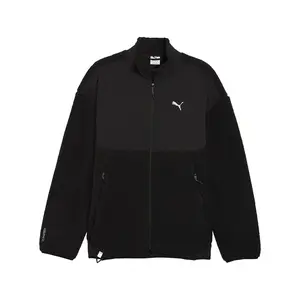 PUMA Mens Pumatech Soft Tech Relaxed Sherpa Jacket Athletic Outerwear Casual - Black