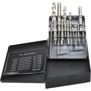 HERTEL 16-Piece High-Speed Steel Tap & Drill Set - Bright Finish, Plug Chamfer, M3x0.5 to M12x1.75 Taps, 2.5mm to 10.25mm Drills, Model C.E96.S16