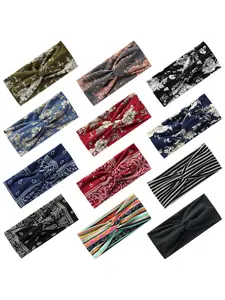 Elegant Boho Yoga Headband, Elastic Anti-Slip Wide Sweat-Absorbing Bandana, Ideal for Running & Daily Use, All-Season Wear