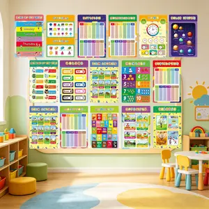 16 Educational Posters for Preschoolers, Laminated PreK Learning Poster Charts for Toddlers 1-3, Learning Wall Charts for Kids’ Bedroom, Playroom, Preschool, Kindergarten and Homeschool