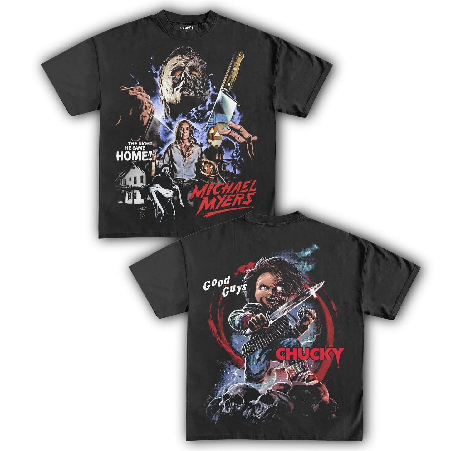 2 SIDES CHUCKY x MICHAEL MYERS TEE GRAPHIC T-SHIRT, VINTAGE Y2K UNISEX, GIFT FOR FAN