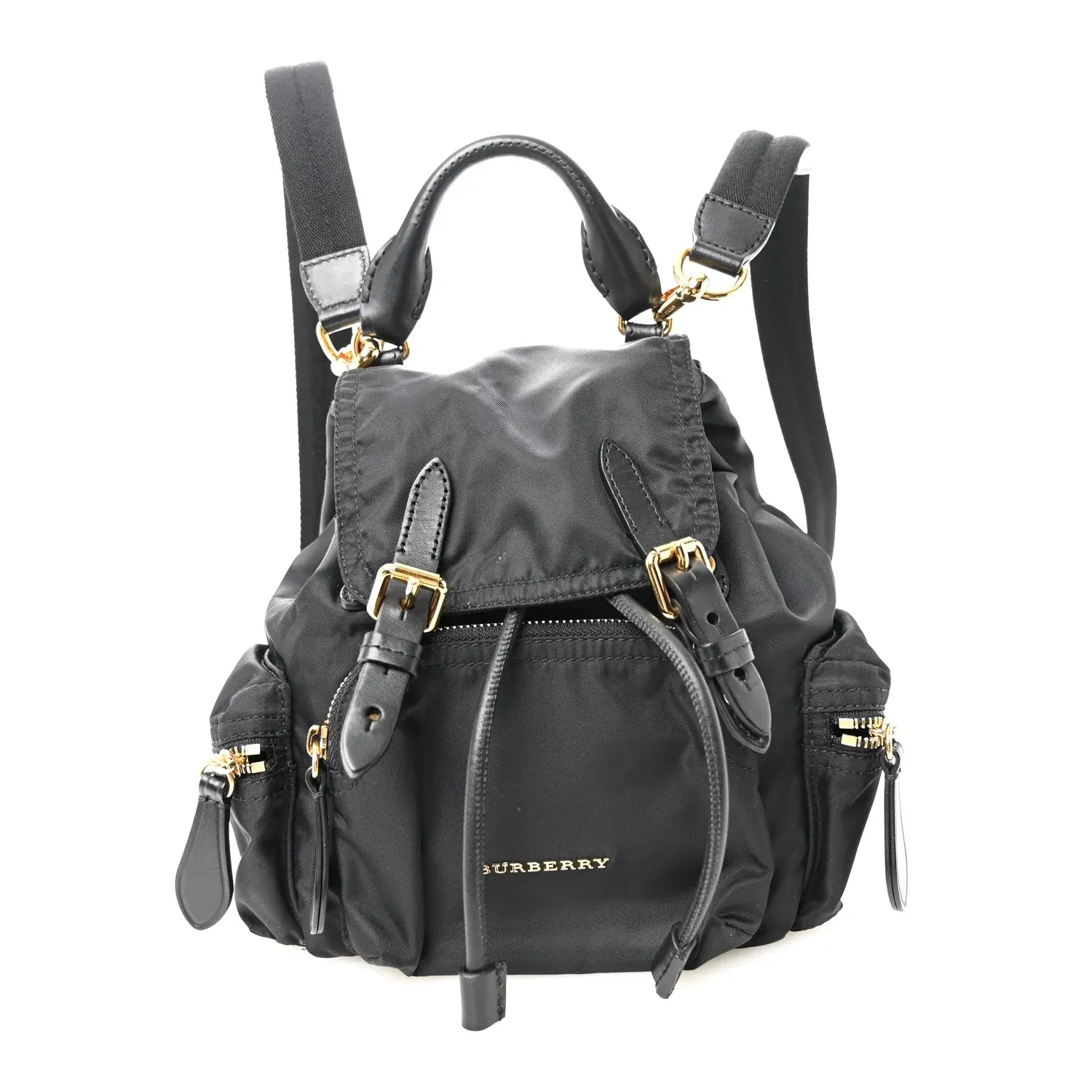 Pre-owned BURBERRY Leather Backpacks Nylon Small Crossbody Rucksack Backpack Black