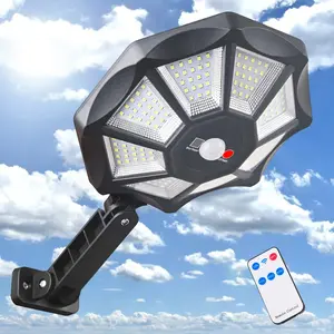 Solar Lights Outdoor,  Flood Light Dusk to Dawn, Outdoor Wall Light 8 Light Surfaces Large Lighting Range, 3-Modes Waterproof Parking Lot Lights with Motion Sensor, Solar Powered Outdoor Lights for Yard, Garden,