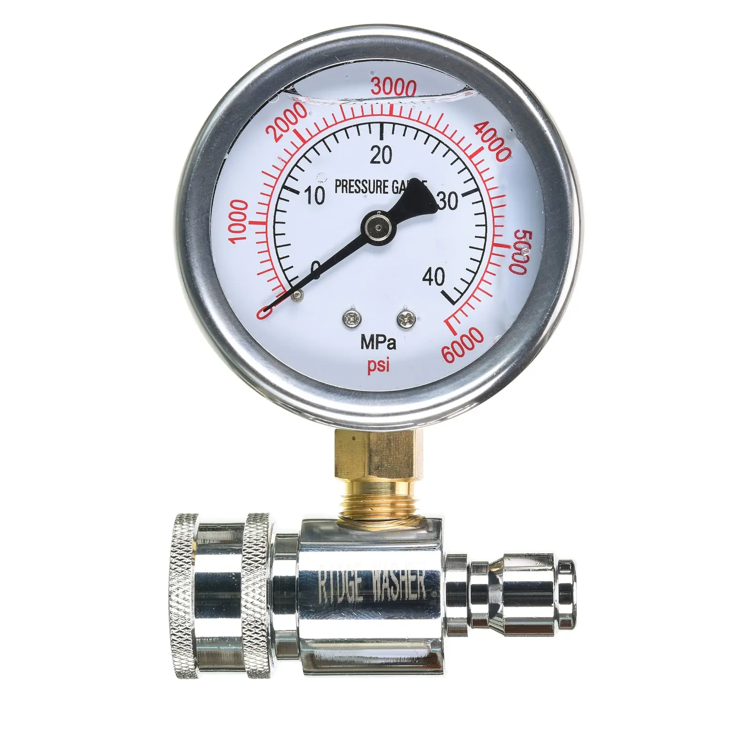 6000 PSI Max Pressure Washer Gauge, Universal-Fit Pump Component Hardware Tool Accessory with 3/8 in Quick Connect Socket & Plug, Low Vibration, Hose Connection for Car Washing, Compatible with Most Pressure Washer Brands, Easy To Install Anywhere