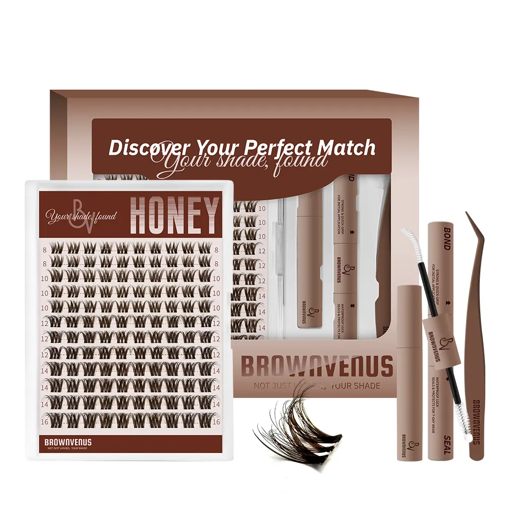 Lash Clusters Honey | BrownVenus Brown Flare Premade Fans Cashmere Soft Natural Daily DIY Eyelashes For Beginners,sunscreen