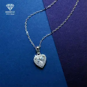 1.6g 5A Zircon Heart Pendant Necklace | Sparkling Blue Diamond-Like Gemstone, Elegant Chain with Luxury Crystal | Perfect for Birthdays, Holidays & Special Occasions | Versatile & Durable Jewelry