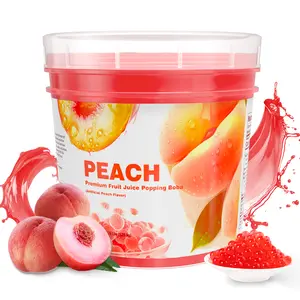 T&Tea Peach Popping Boba Pearls 2.76 LB, Vegan Bursting Boba Pearls for Bubble Tea, Beverages, Shakes, Desserts, Smoothies & Ice Cream Topping