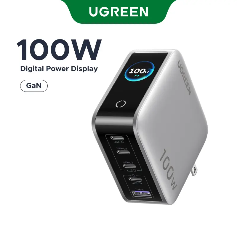 UGREEN Nexode Pro 100W GaN USB C Charger, 5-Port Fast Type-C Wall Charger Block with Smart Display Compatible with MacBook Pro/Air, iPhone 17/16 Series, Galaxy, iPad Pro, Steam Deck ,DealsForYouDays Fast Charging High Capacity Power Adapter,Summer Sale ti