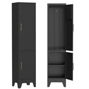 Sports Equipment Storage Locker Cabinet, 71" Tall Metal Organizer, Elastic Cord Ball Holder, Pegboard Door with 5 Hooks, Shoe Compartments, Golf Clubs, Anti Tip, Garage Mudroom Home Gym