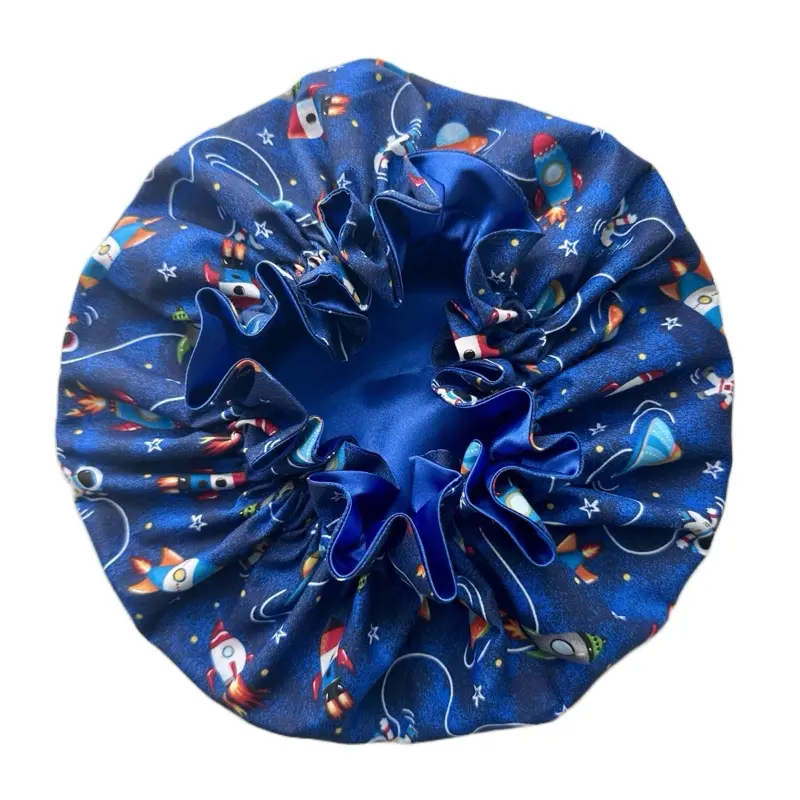 Kids' Non-Adjustable One Size Fits Most Satin Hair Bonnets - Cotton Print, Soft Smooth Material, Haircare Essential, Frictionless Wear, Helps Keep Hair Frizz-Free Longer, Machine Washable for Easy Upkeep, Enhanced Sleep Comfort