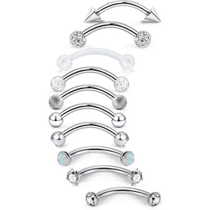 16g 6/8/10mm Eyebrow/Rook/Snug/Vertical-Labret/VCH/Snake-Eyes/Anti-Tragus/Christina/Daith/-Button/Bridge/Hood/Surface Curved Barbell   for Women Men