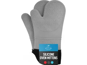 Zulay Kitchen Silicone Oven Mitts - Heat Resistant to 450°F, 14.7 Inches Long, Set of 2, Thick Textured Material for Baking