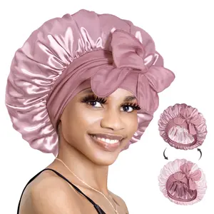 BONNET QUEEN Satin Bonnet Silk Like Bonnets for Sleeping Double Layer Sleep Cap Haircare Bonnet with Elastic Tie Band for Curly Hair MCAPNK Night Cap