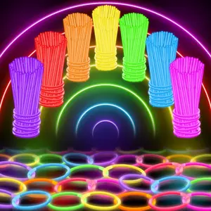 100 Ultra Bright Glow Sticks Bulk Party Pack - Glow in the Dark Valentines Day  Party Supplies Pack and Happy New Year- 8" Glowsticks Party Favors with Bracelets and Necklaces Happy Mother’s Day Gift
