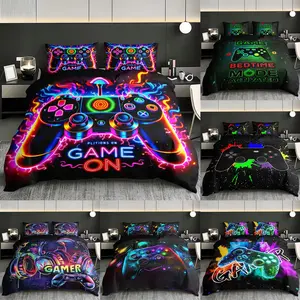 3pc fashionable and cool game controller bedding set, including 1 duvet cover and 2 pillowcases, suitable for single beds, double beds, multiple sizes to choose from, suitable for bedrooms, dormitories, guest rooms, and hotel apartments