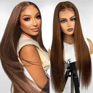 Megalook #4 Dark Brown Upgrade 13x6 Three-Go Glueless Wigs Fitted All Pre-Styled Parting Breathable Dome Cap Free Lace Front 100% Human Hair Wig