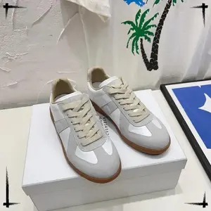 Vintage Genuine Leather Men's and Women's White Sneakers Soft Leather Couple's Forrest Gump Training Board Shoes(Sheets)