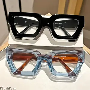 3-Pcs Oversized Leopard Print Full Rim Anti Blue Glasses - Square Frame Glasses with Black Frames, Clear-Lens Stylish Square Frames Fashion Sports Eyewear for Casual Daily Computer Use outdoorfun