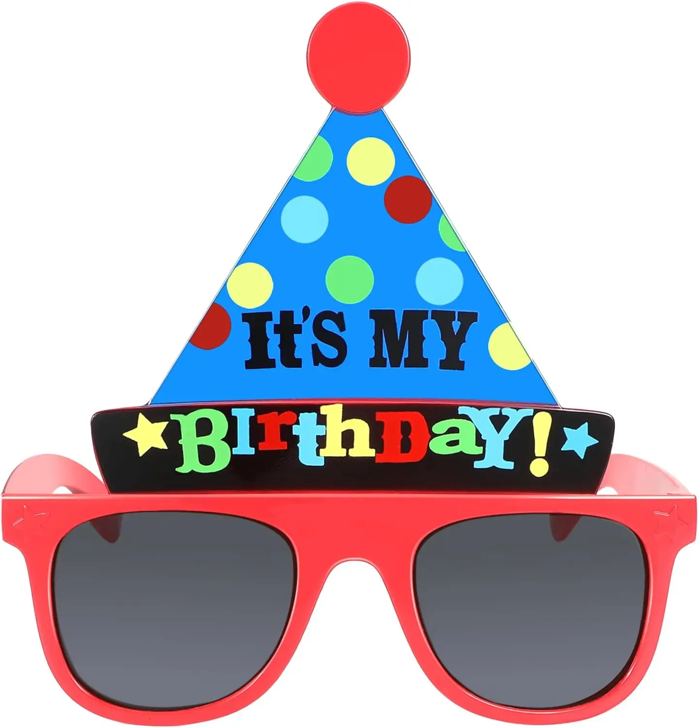 Birthday Sunglasses with Birthday Hat - Comfortable Novelty Glasses, Party Photo Props, Adult Party Accessories, Home Decoration Gift, Happy Birthday