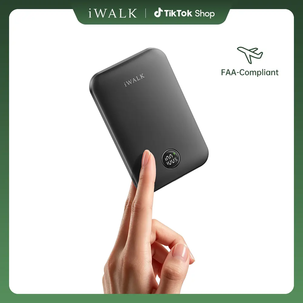 iWALK 5000mAh Magnetic Wireless Power Bank - 0.5in Ultra Slim 18W PD Fast Charger, Compact Pink Mobile Accessory, Smart LED Screen, Travel-Friendly USB-C Connector for Smartphone, Cellphone & Electronic Charging Needs,back to school,back to school haul