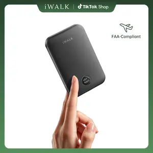 iWALK 5000mAh Magnetic Wireless Power Bank - 0.5in Ultra Slim 18W PD Fast Charging Electronic Accessory, Pink, Smart LED Screen, Travel-Friendly, USB-C Cable, for Cellphone Digital Devices summerwins,summerwins