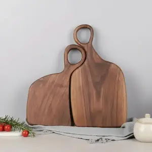 Set of 2 Teak Wood Cutting Boards, Handmade Real Wood Kitchen Chopping Blocks, Durable Food Processing Tools with Natural Finish, Wooden Chopping Board