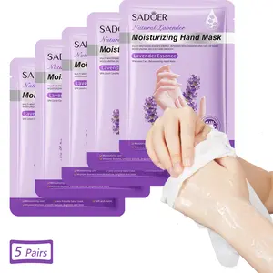 5 Pairs Hands Moisturizing Gloves, Lavender Essence Hand Skin Repair Renew Mask Infused Collagen, Vitamins + Natural Plant Extracts for Dry, Aging, Cracked Hands Hydrate Hydrating