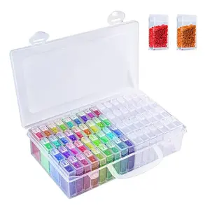Clear Diamond Art Painting Tool Storage Box, 32/42/48/64 Grids DIY Diamond Art Painting Tools Bead Storage Box, Transparent Box Accessories, Craft