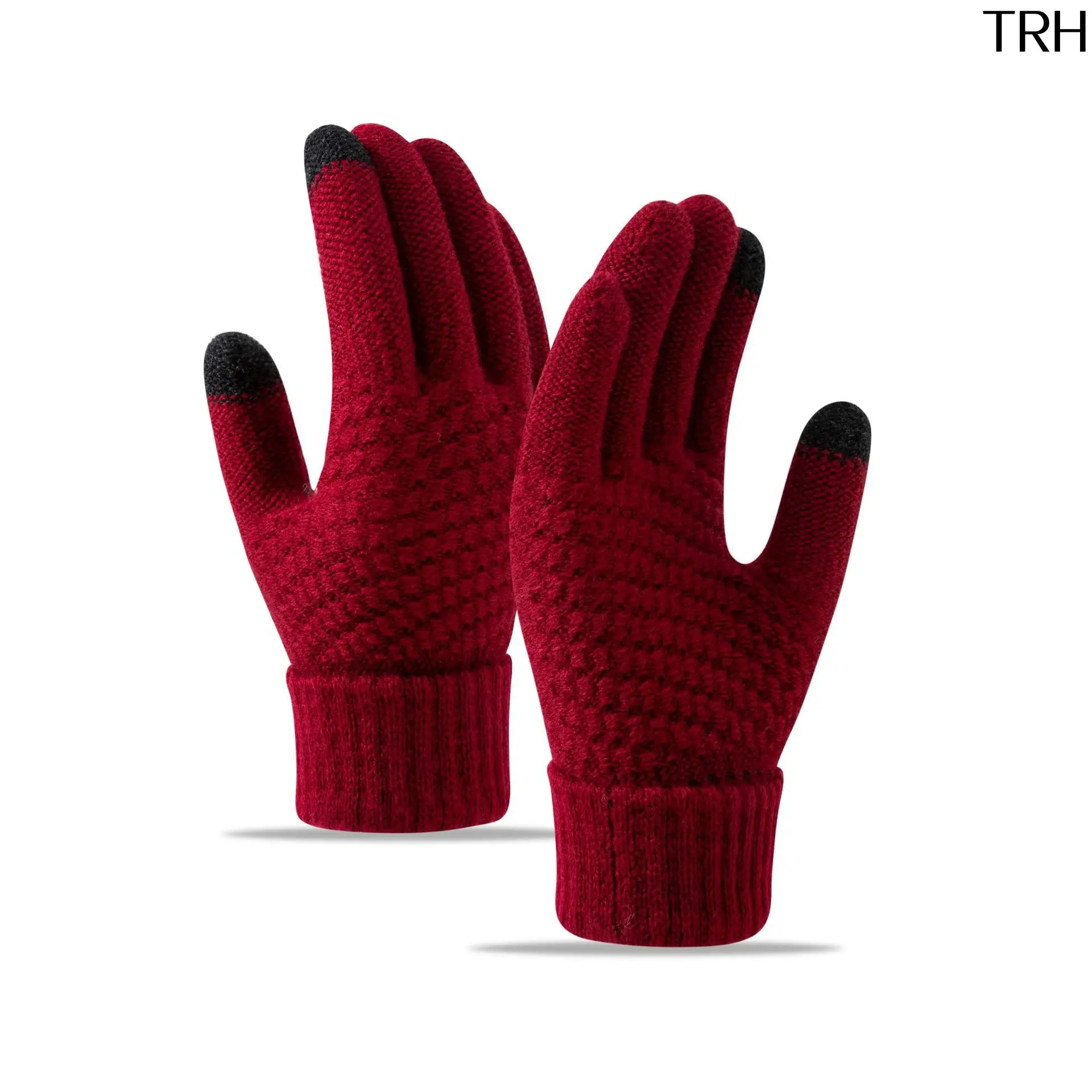Unisex Fleece-Lined Touch Screen Knit Winter Gloves - Wool, Thick Thermal, Windproof Hand Warmers for Outdoor Cycling, Driving, Keep Warm, Commute, Textured, Female