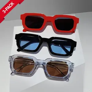 3-Pack Retro Square Sunglasses – Stylish UV-Protected Shades for Summer Beach Days, Music Festivals & Streetwear Looks