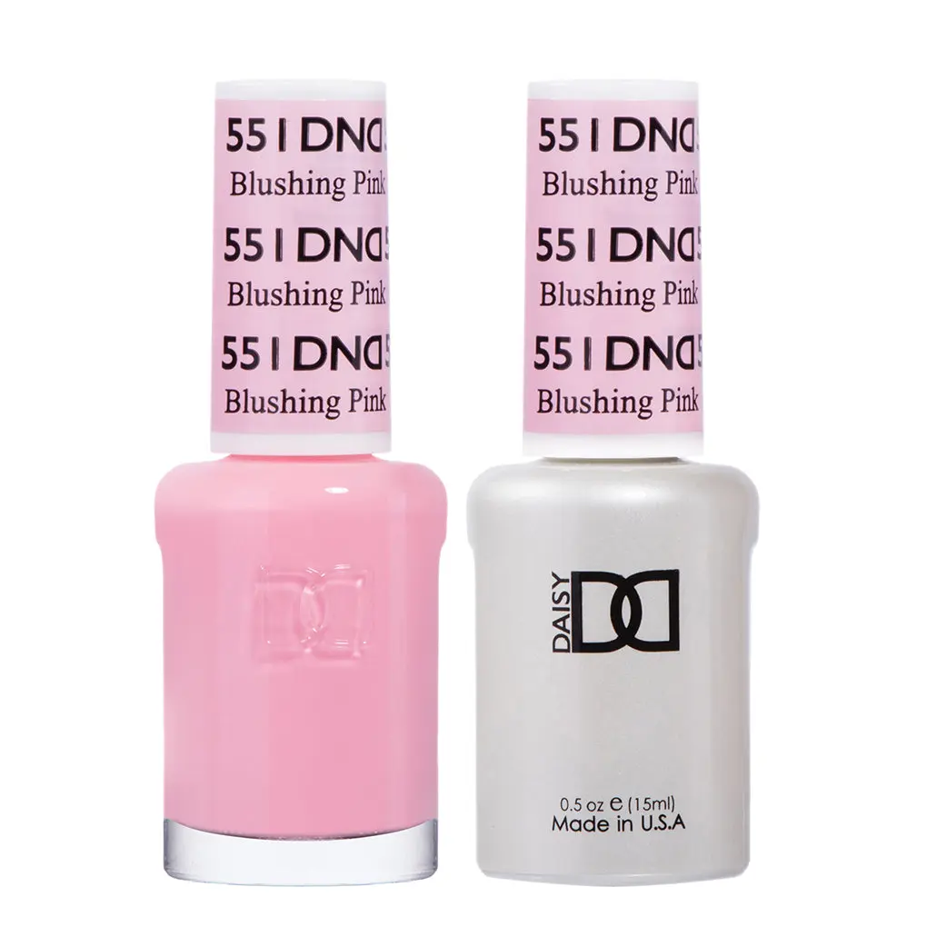 DAISY DND Gel Nail Polish Duo Set, 551 Blush Pink - UV/LED Cured, Long-Lasting Soak-Off with Matching Lacquer for Nail Art