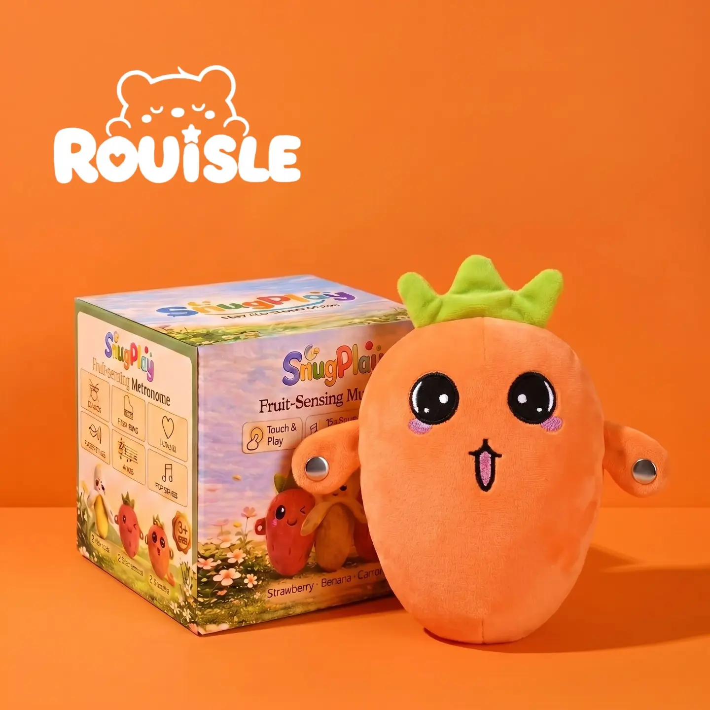 Rouisle Carrot interactive Music Plush Toy Set -Banana,Strawberry & Carrot Electric Plush Toys forParent-Child Interaction, Couples & FriendsPrank Toy, Valentine's Day & Easter Party FunGift for Kids & Adults stuffed animals cute girlygifts