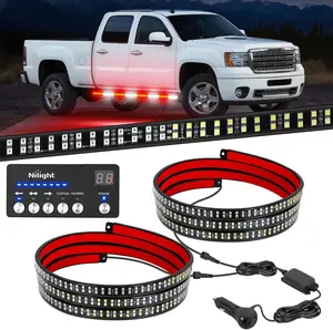 Nilight 2PCS 70in Strobe LED Light Strip with Controller, 864 LEDs, Red White Running Board Lights, Flexible Side Flashing, Waterproof, PVC, Adhesive, 50,000 Hours Lifespan, LED Display for Trucks, Construction Pickups