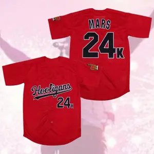Hooligans Mars 24K Baseball Jersey, Romantic Graphic Design  Baseball Jersey, Concert Fan Apparel, Vintage Rose Outfit