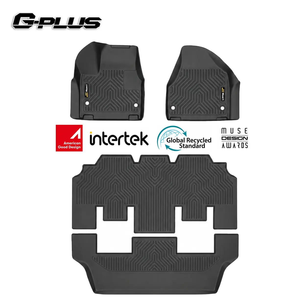 G-PLUS TPE All Weather Car Floor Mats & Cargo Liners - Vehicle-Specific Fit for Chrysler Pacifica 2017-2026 (Non-Hybrid, 7 & 8 Passenger Models) - Black Car Accessories, Auto Accessories Interior with Protection, Synthetic