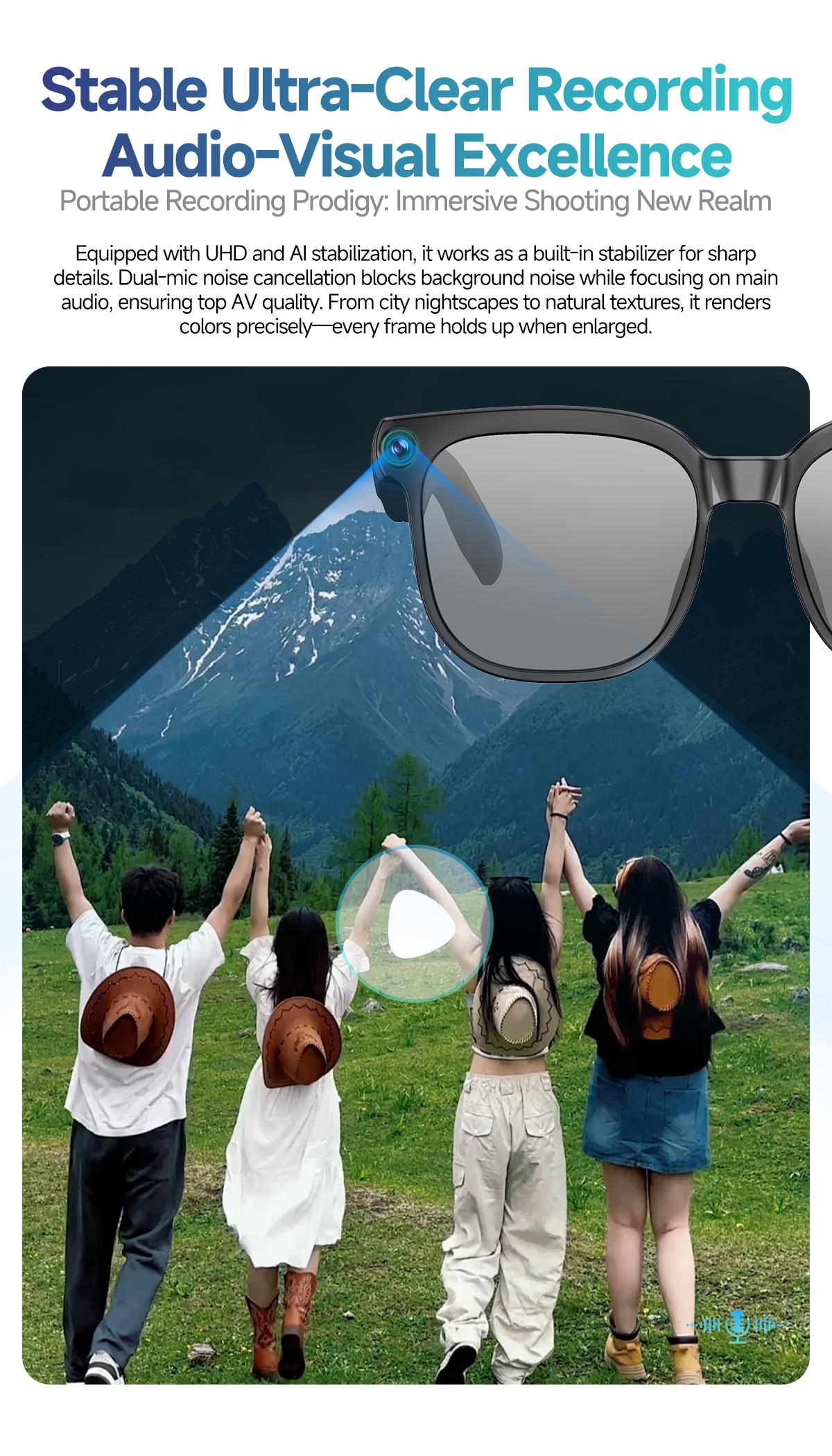 KPEP Smart AI Camera Glasses with 8MP Resolution, Button Touch Adjustment for Travel Outdoor Adventures Hands-Free Photography 160+Languages Real-Time Translation Bluetooth Wireless Wearable Video Recording Sunglasses Blue light blocking, Easter gift