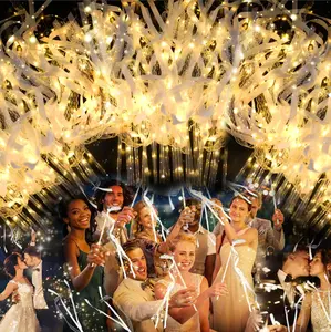 MICRENCY 30PCS LED Wedding Wands - ABS Material with Satin Ribbon, Bells, Glow Sticks Bulk, Party Decor, Goodie Bag Fillers, Business Send-Off Gifts